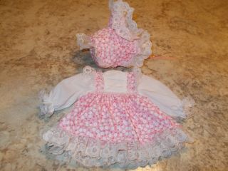 Doll Dress And Bonnet For 8 To 10 Inch Baby Doll