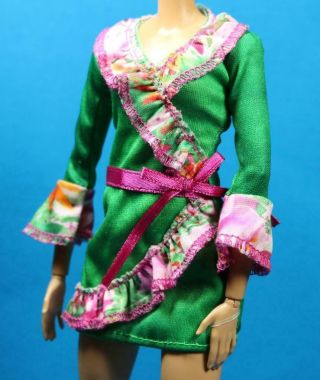 Sparkle Girlz Green Mock Wrap Floral Trim Dress Fits Regular Petite Doll