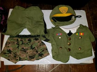 Build A Bear Army Outfit With Hat And Boxers In Euc