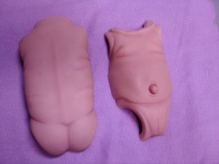 Reborn Doll Body/belly Plates Front And Back 7 " Long Lightly Painted Soft Vinyl